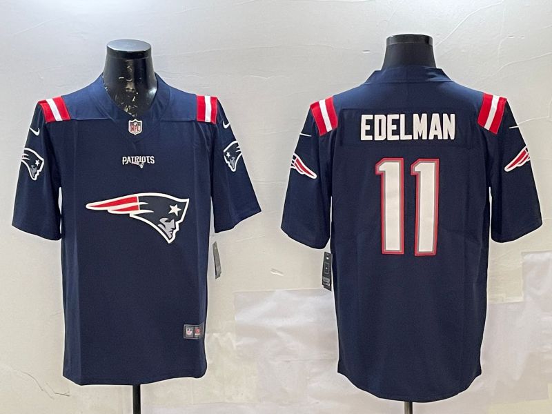 Men 2025 New England Patriots #11 Edelman Blue Nike Limited NFL Jersey style 1
